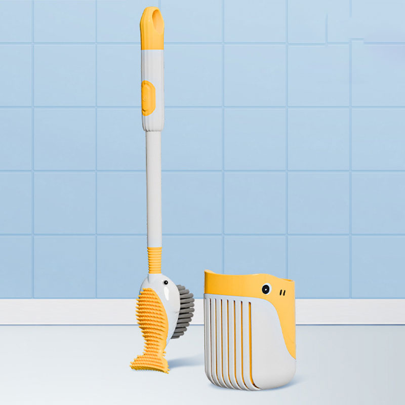 Wall-Mounted Suction Cup Toilet Cleaning Brush Set