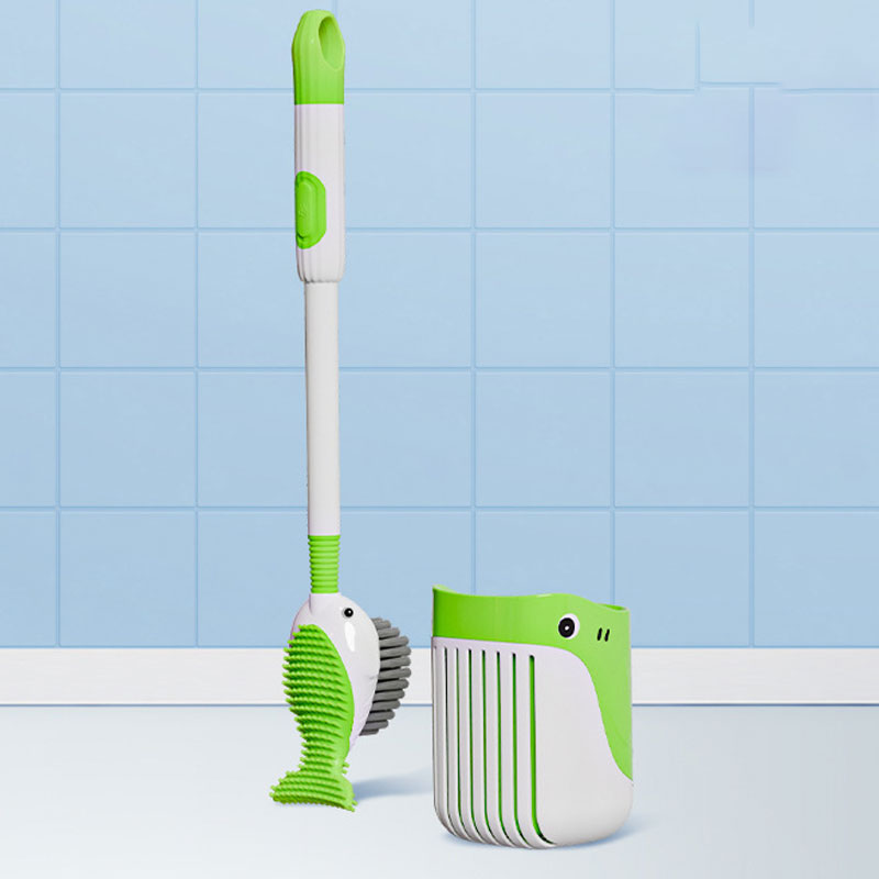 Wall-Mounted Suction Cup Toilet Cleaning Brush Set