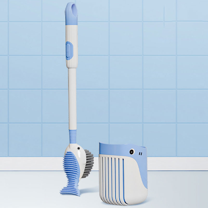 Wall-Mounted Suction Cup Toilet Cleaning Brush Set