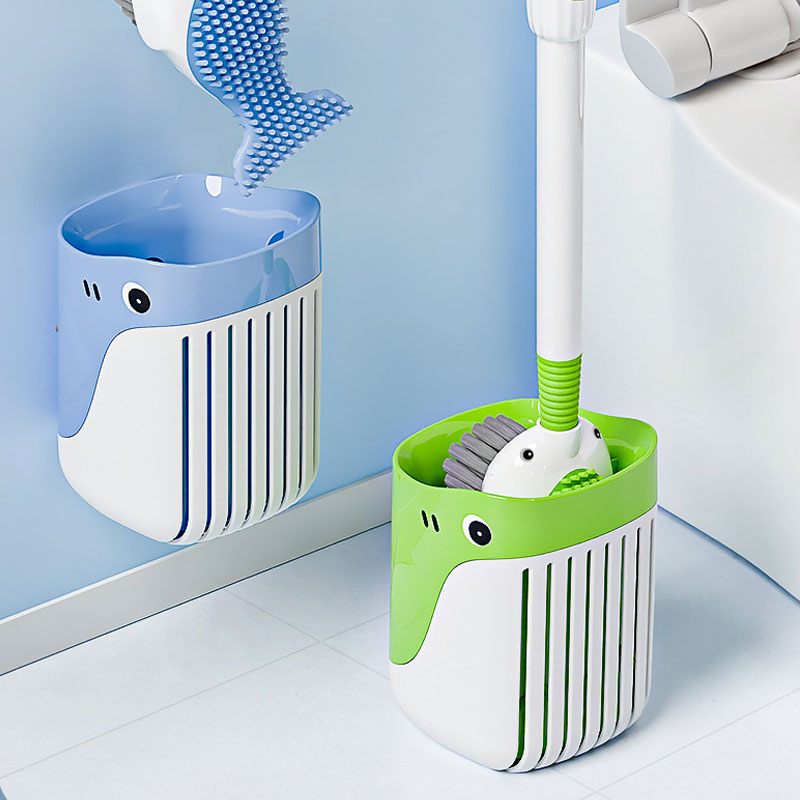 Wall-Mounted Suction Cup Toilet Cleaning Brush Set